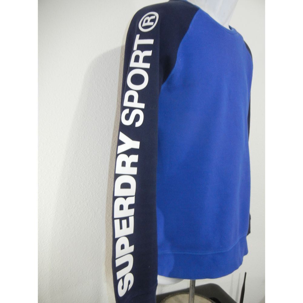 SUPERDRY Sport Men Sweatshirt Sz XL Gym Pullover Black Blue Adult Logo Cotton - Picture 4 of 6